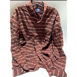 Manhattan Polo Club Men’s Red Plaid Long Sleeve Button Down Shirt Size XXL